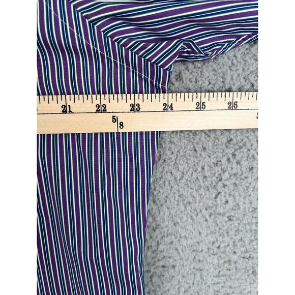Ralph Lauren Mens Large Long Sleeve Button Down Shirt Purple Striped Custom Fit - Picture 7 of 11